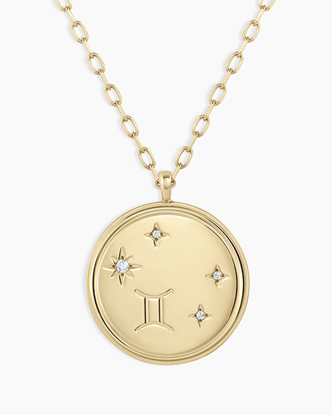 Diamond Zodiac Virgo Necklace || option::14k Solid Gold, Gemini