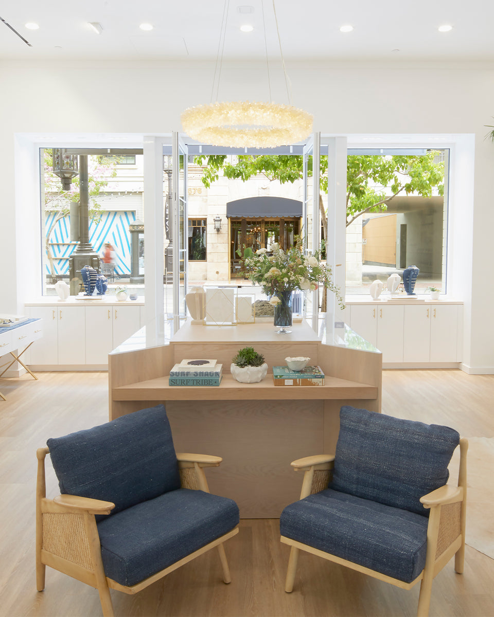 Interior of Glendale Store with two blue chairs