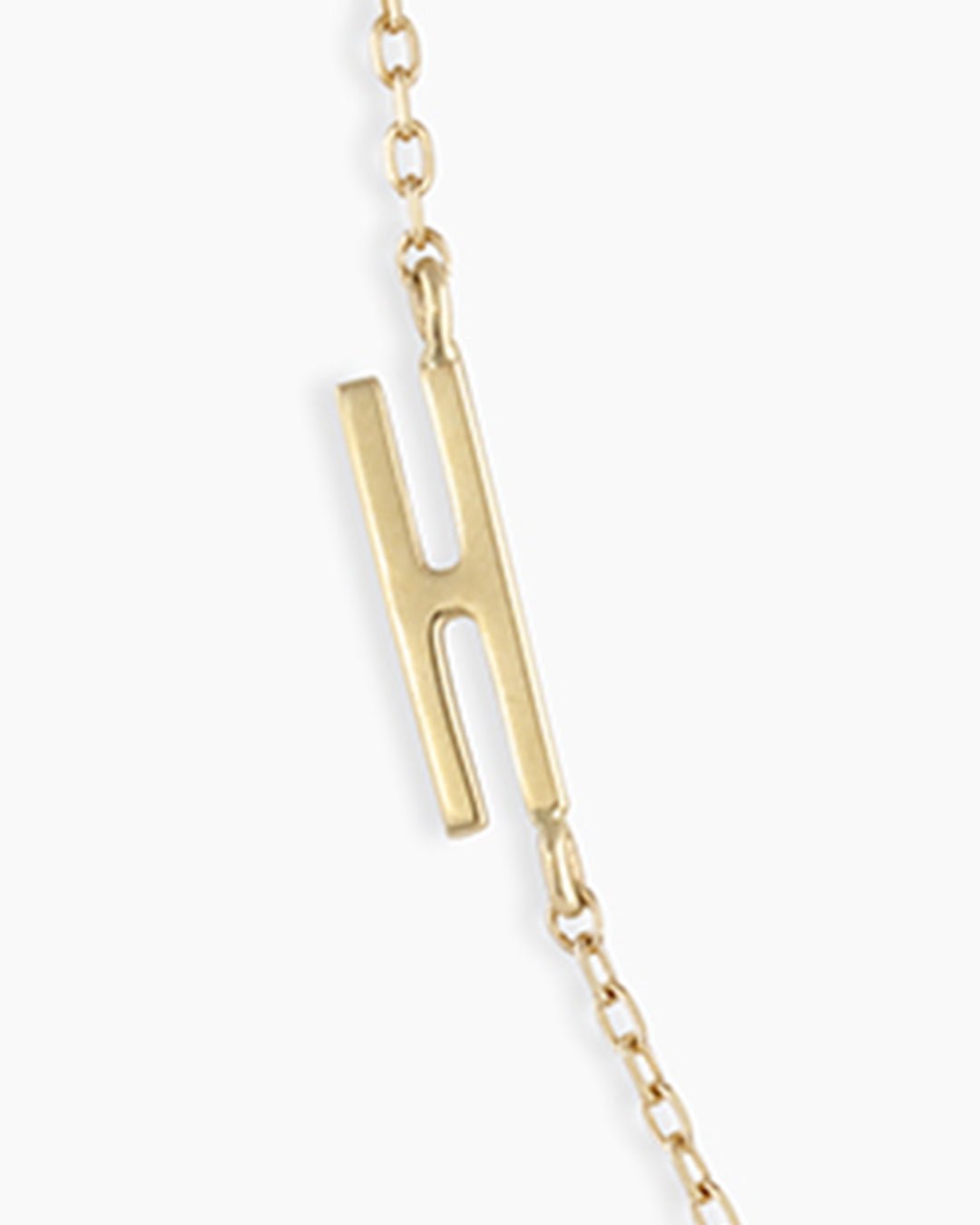  Woman wearing Alphabet Necklace || option::14k Solid Gold, H