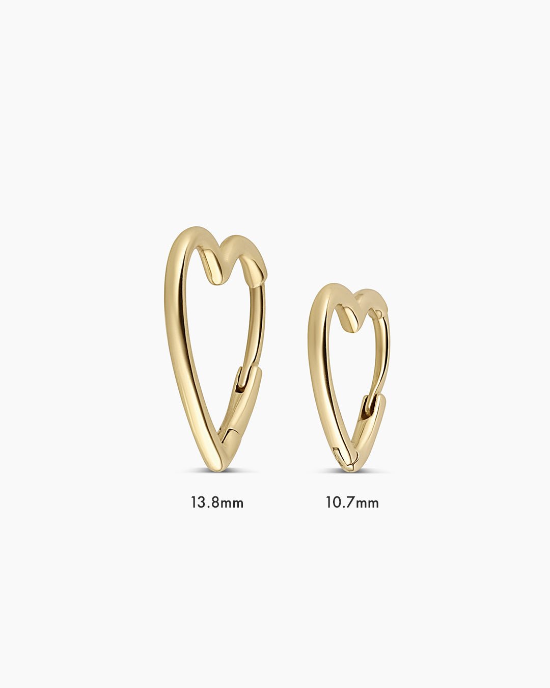 14k gold | gorjana jewelry | 14k Gold Open Heart Huggie | Heart shaped hoop | heart shaped earring, Single