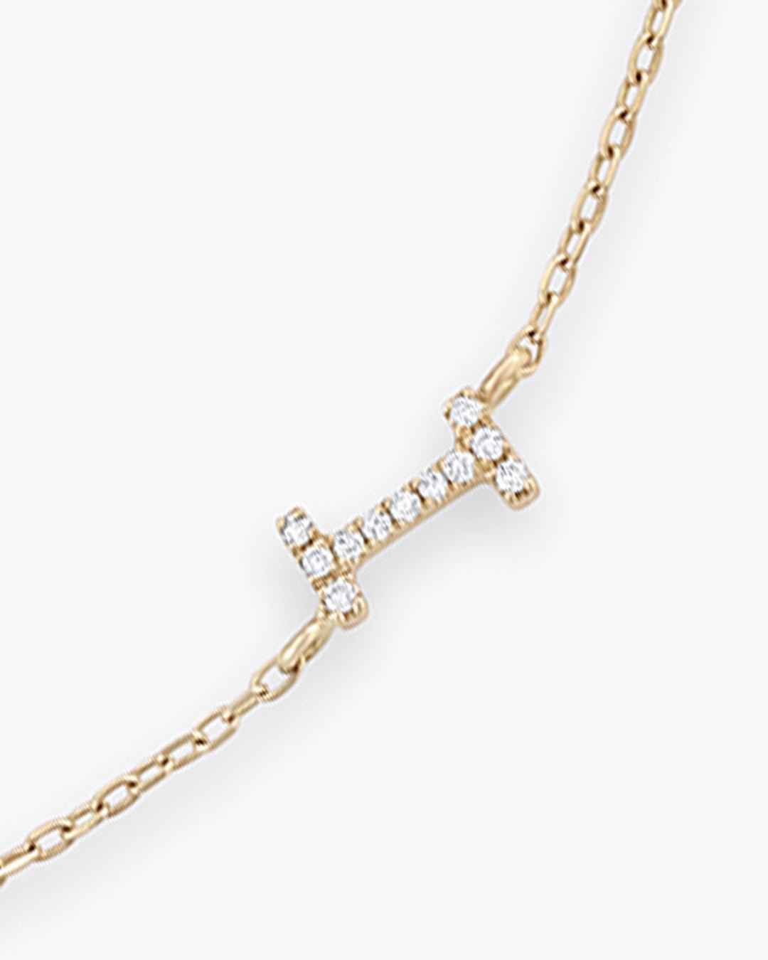 Diamond Pavé Alphabet Bracelet #A || option::14k Solid Gold, I