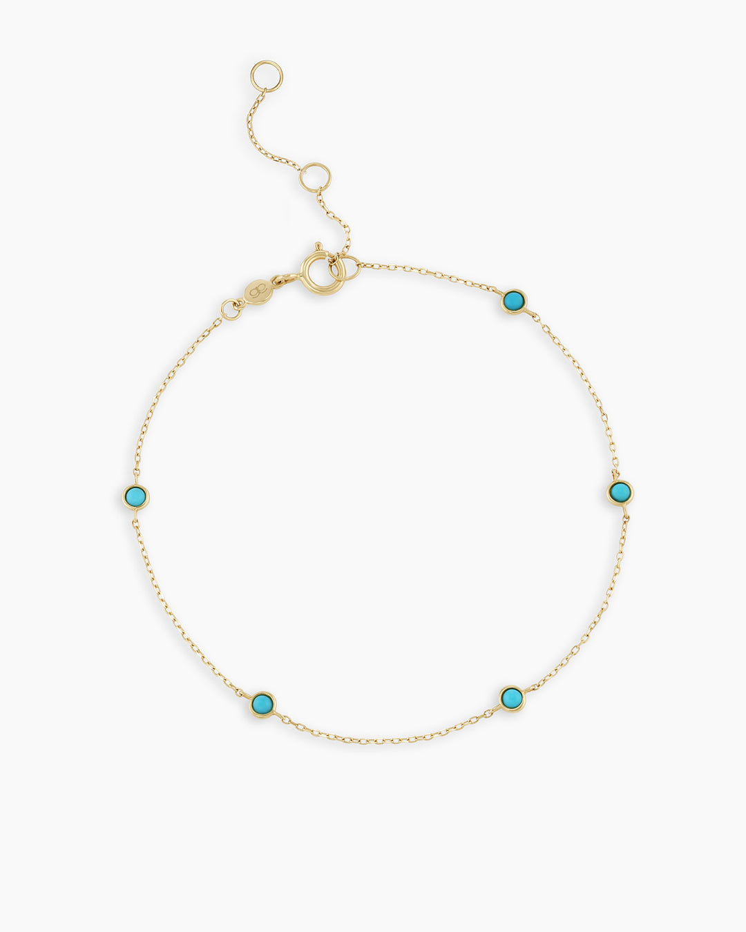 Classic  Five Turquoise  Bracelet || option::14k Solid Gold