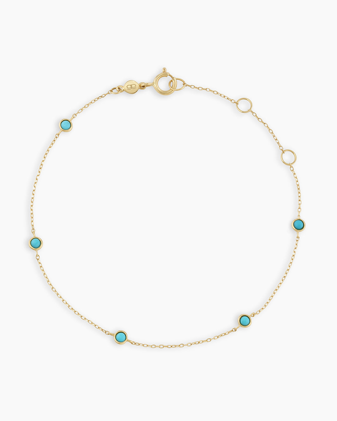 Classic  Five Turquoise  Bracelet || option::14k Solid Gold