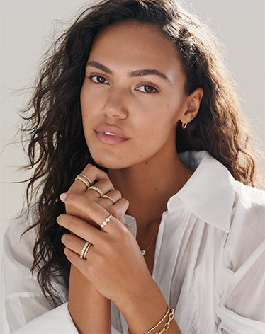 Model wearing diamond jewelry