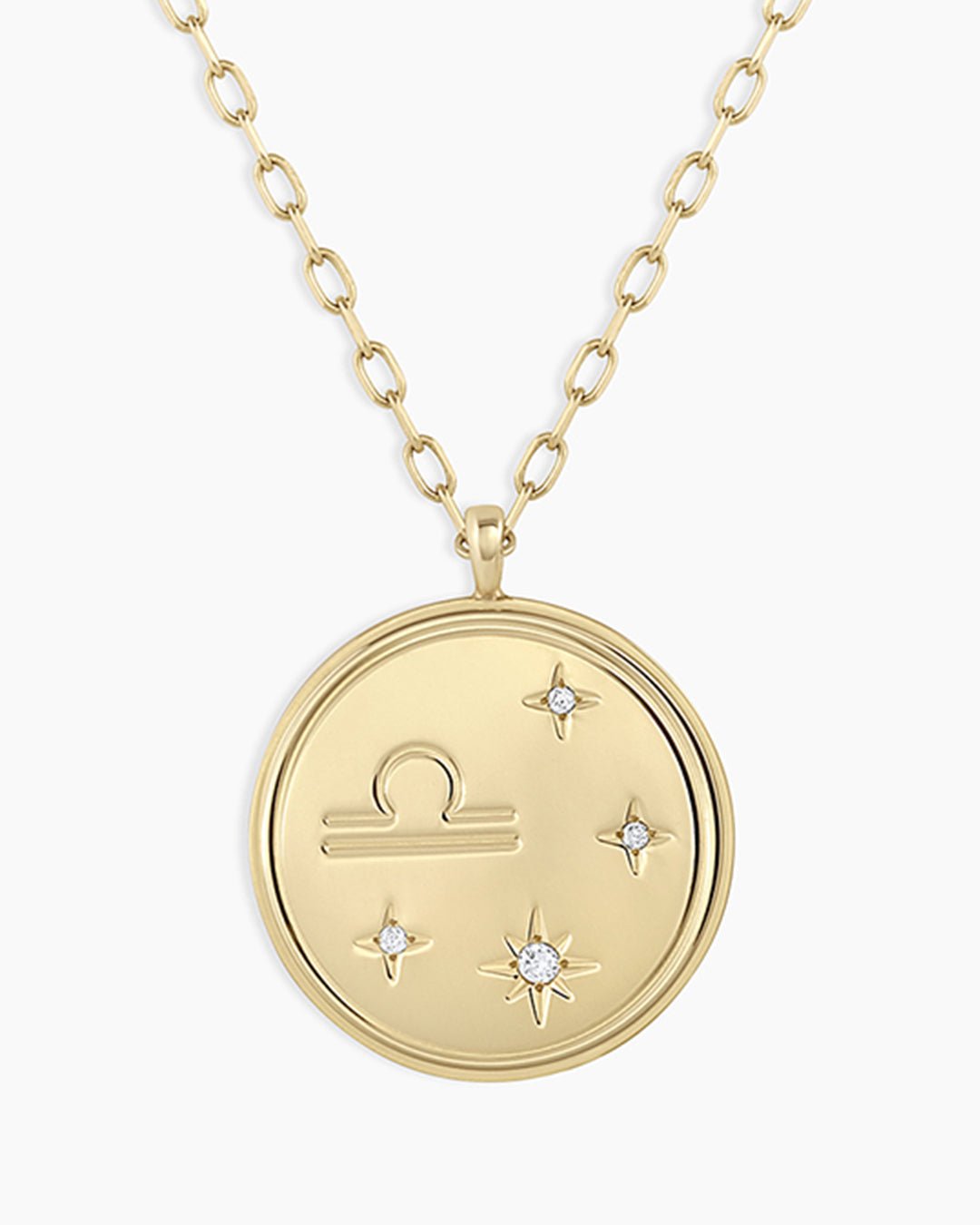 Diamond Zodiac Virgo Necklace || option::14k Solid Gold, Libra