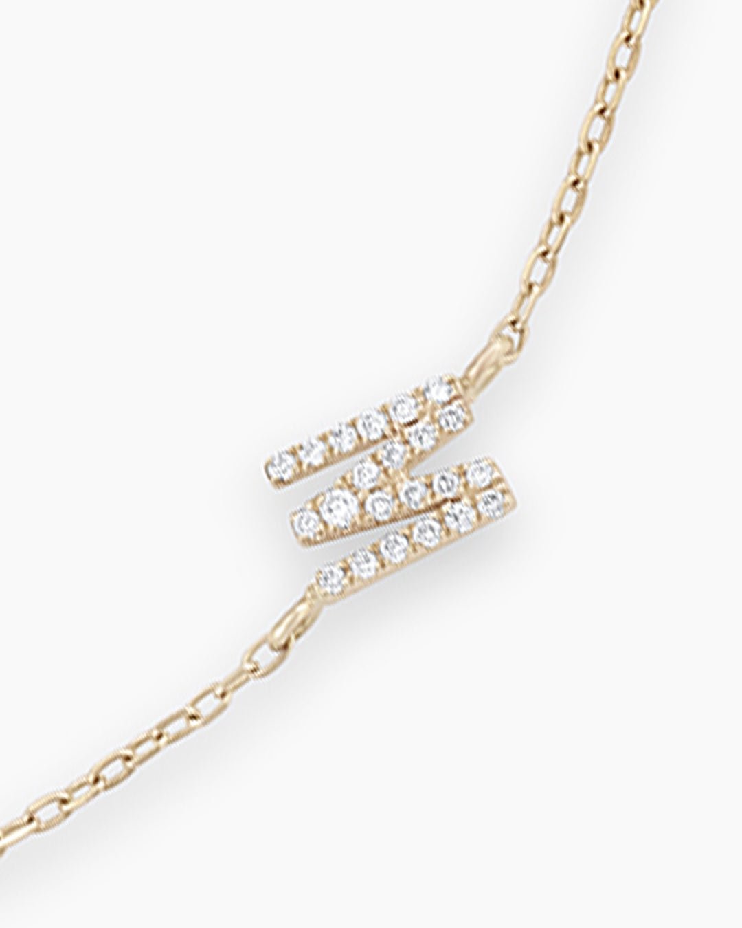 Diamond Pavé Alphabet Bracelet #A || option::14k Solid Gold, M