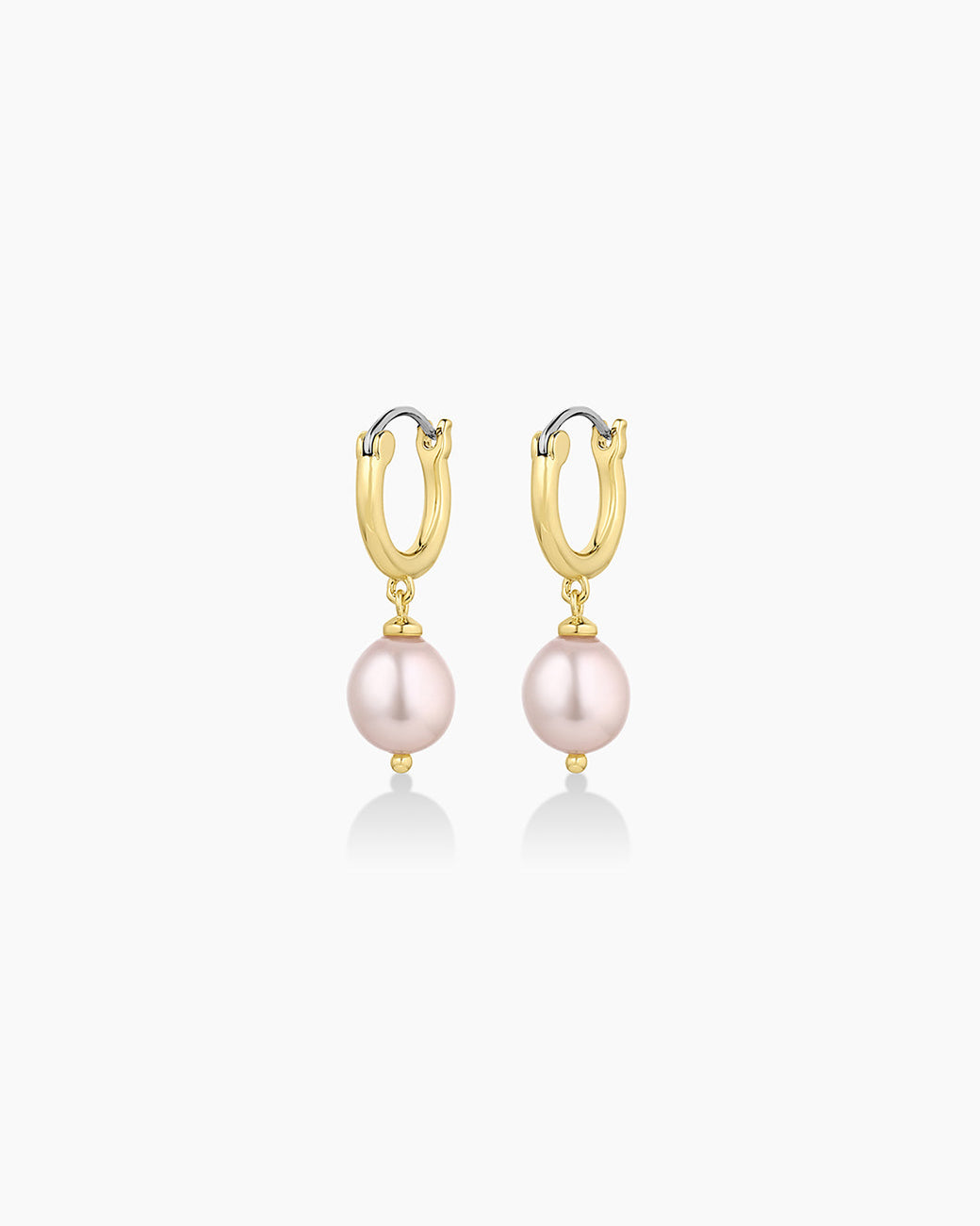 Pink Pearl Huggies || option::18k Gold Plated