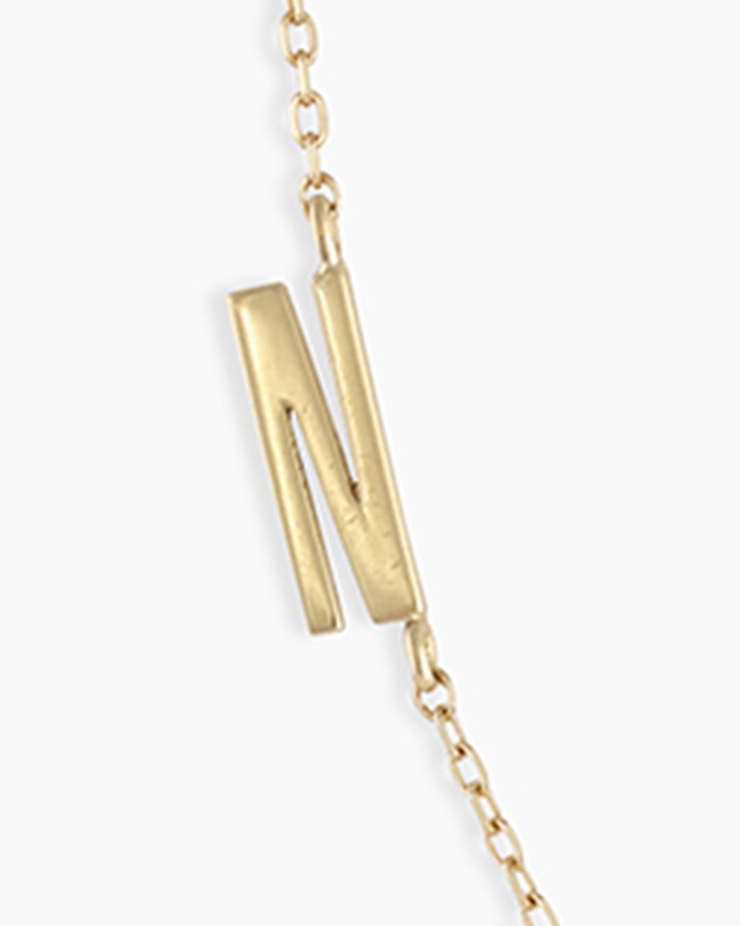  Woman wearing Alphabet Necklace || option::14k Solid Gold, N