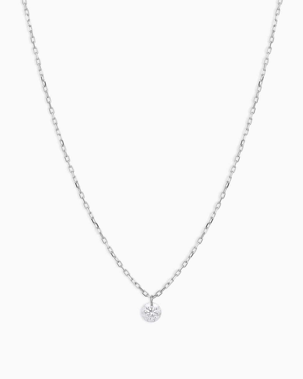 Floating Diamond Necklace || option::18k Solid White Gold