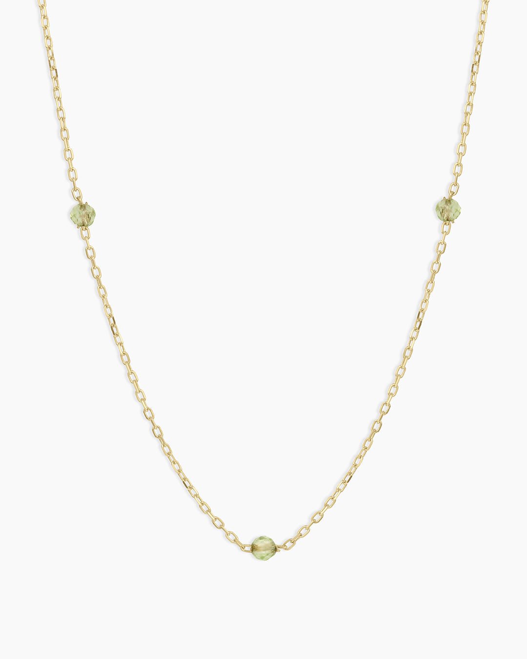 Newport Birthstone Necklace || option::14k Solid Gold, Peridot - August