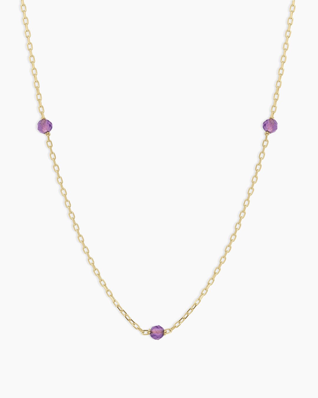 Newport Birthstone Necklace || option::14k Solid Gold, Amethyst