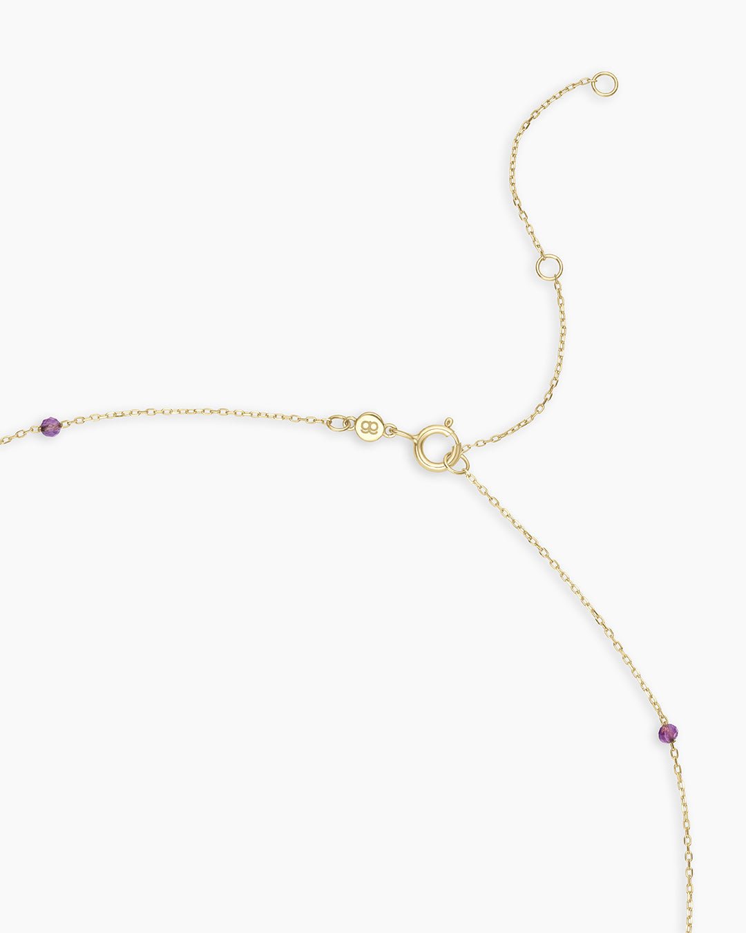 Newport Birthstone Necklace || option::14k Solid Gold, Amethyst - February