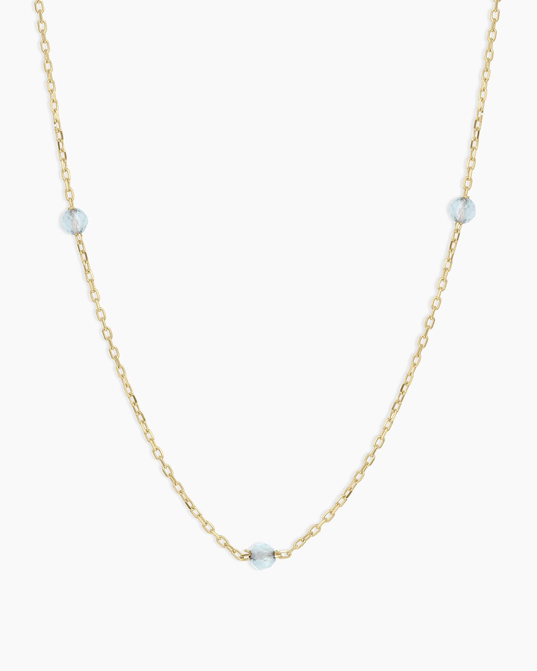 Newport Birthstone Necklace || option::14k Solid Gold, Aquamarine - March