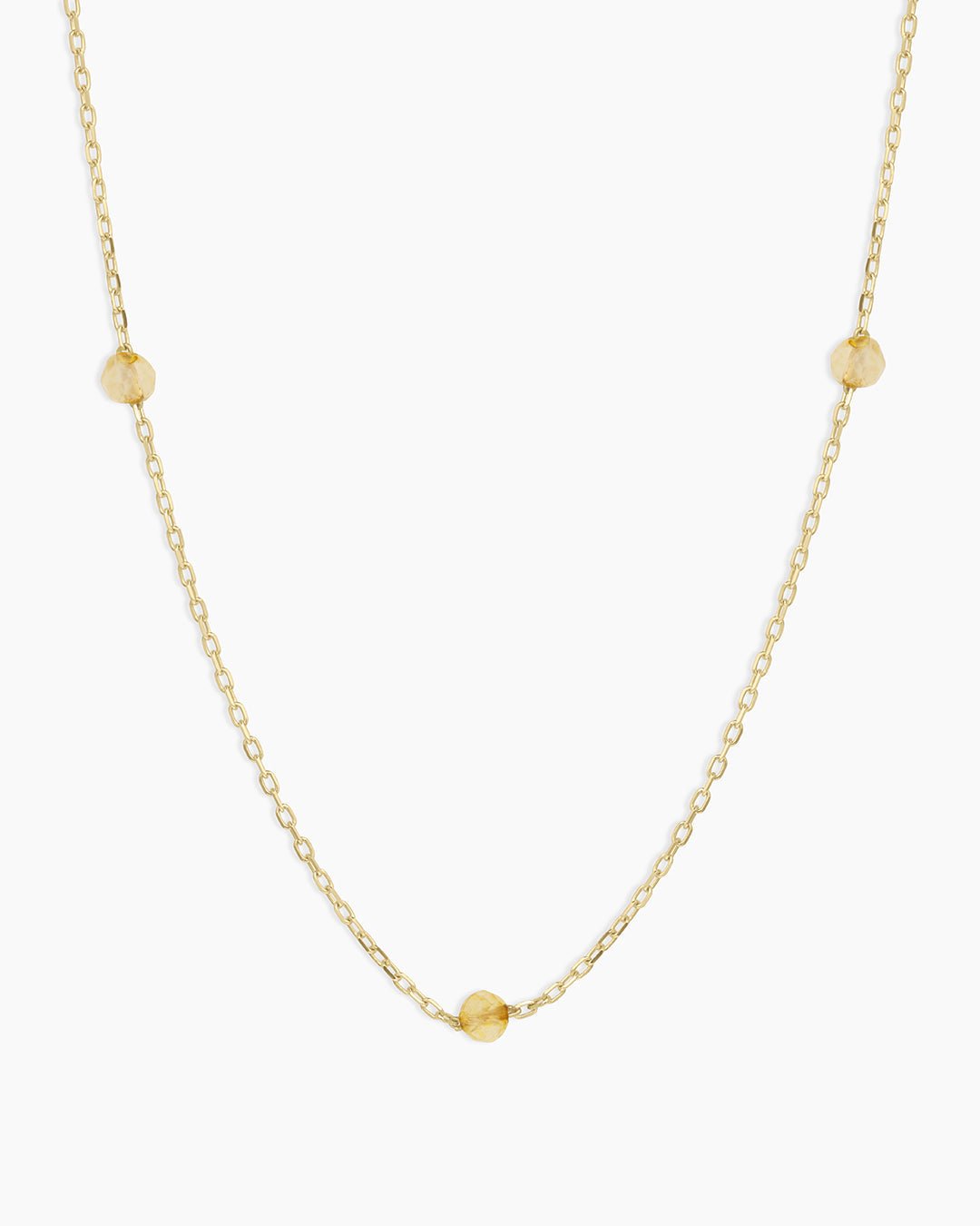Newport Birthstone Necklace || option::14k Solid Gold, Citrine - November