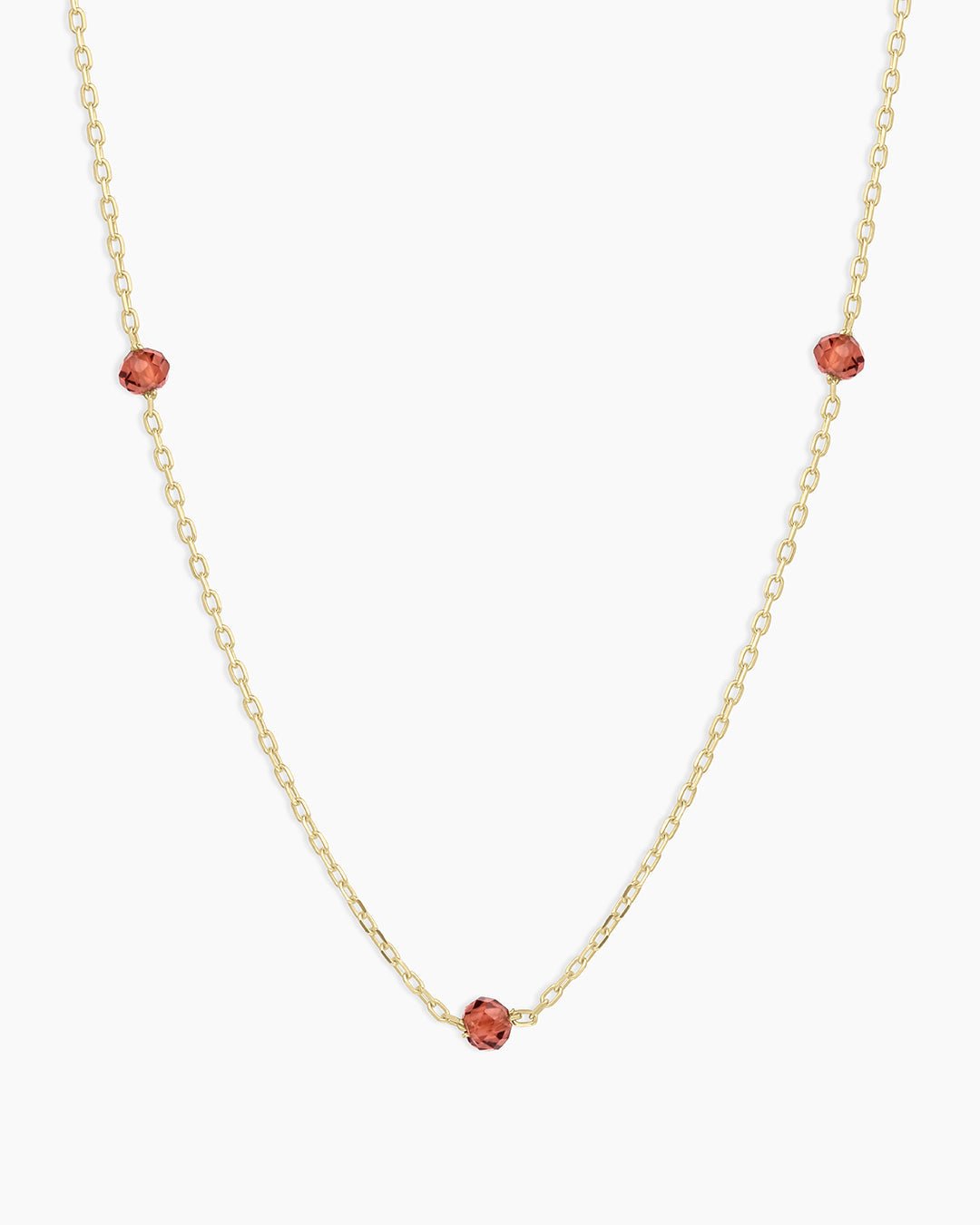 Newport Birthstone Necklace || option::14k Solid Gold, Garnet - January