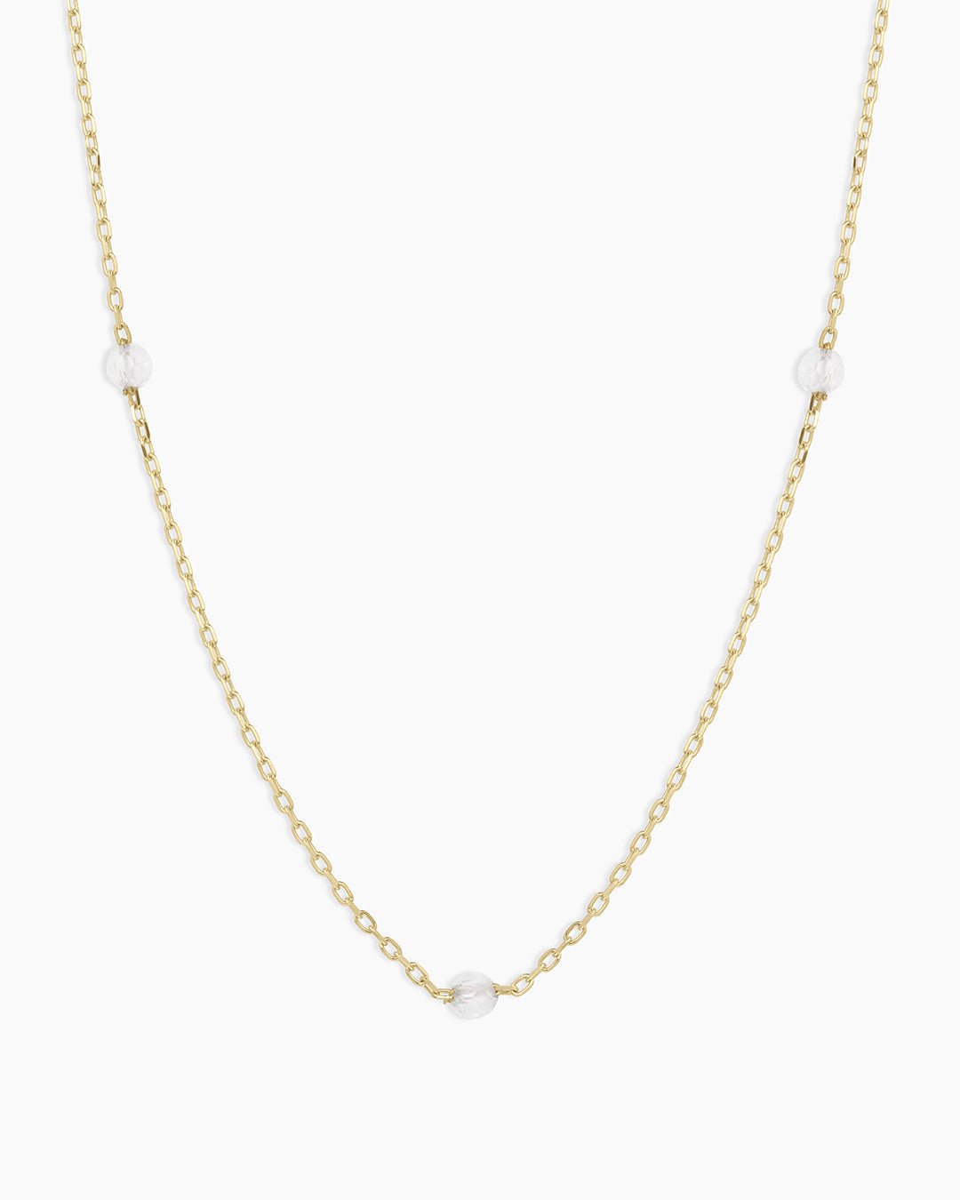 Newport Birthstone Necklace || option::14k Solid Gold, White Topaz - April