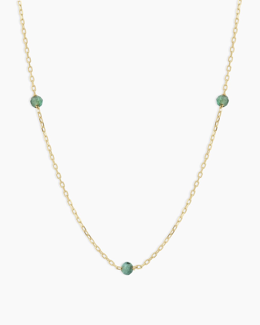 Newport Birthstone Necklace || option::14k Solid Gold, Emerald - May