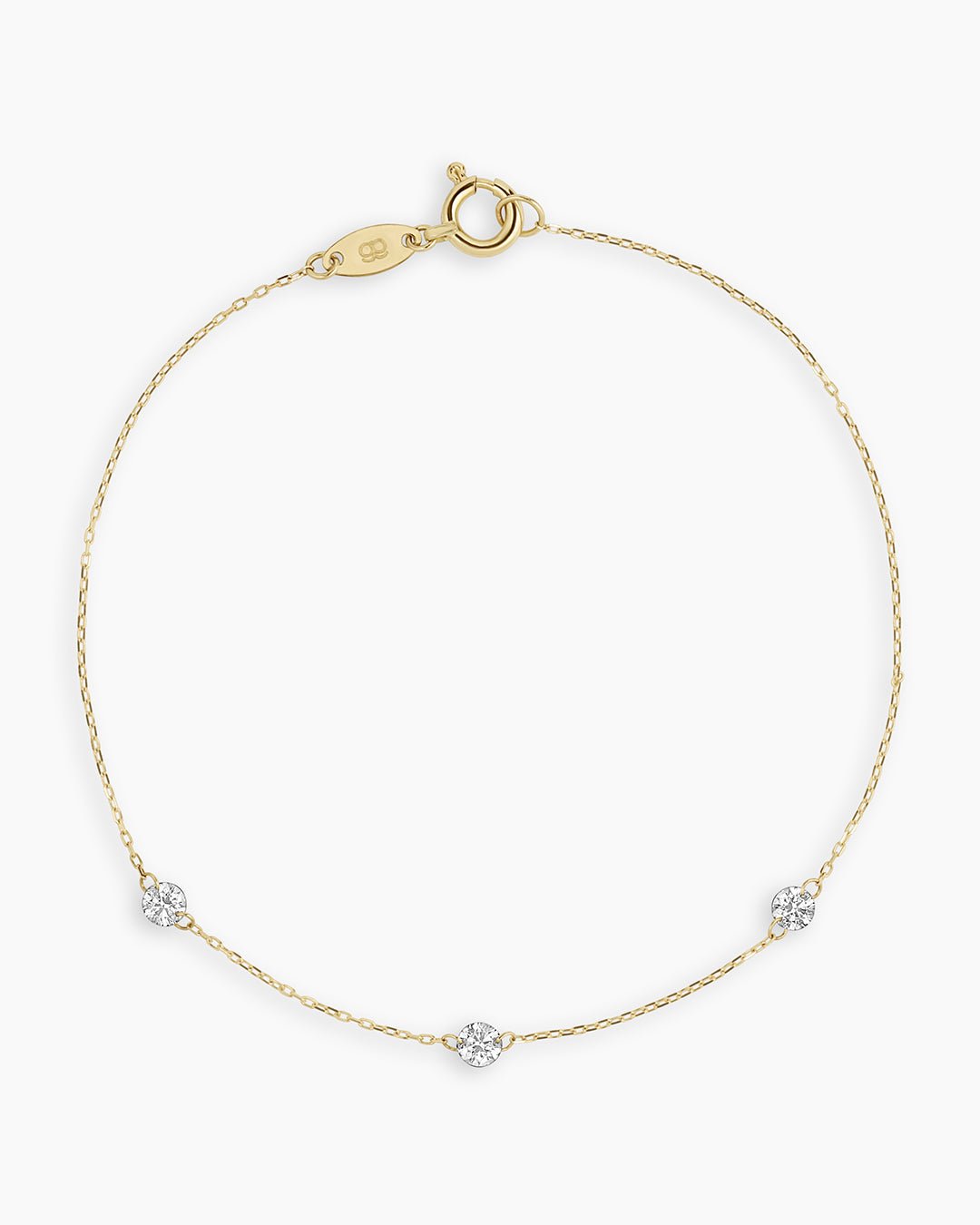Floating Diamond Stationary Trio Bracelet || option::14k Solid Gold