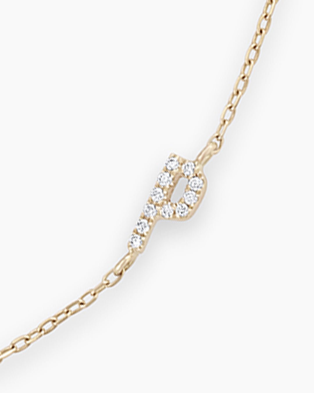 Diamond Pavé Alphabet Bracelet #A || option::14k Solid Gold, P