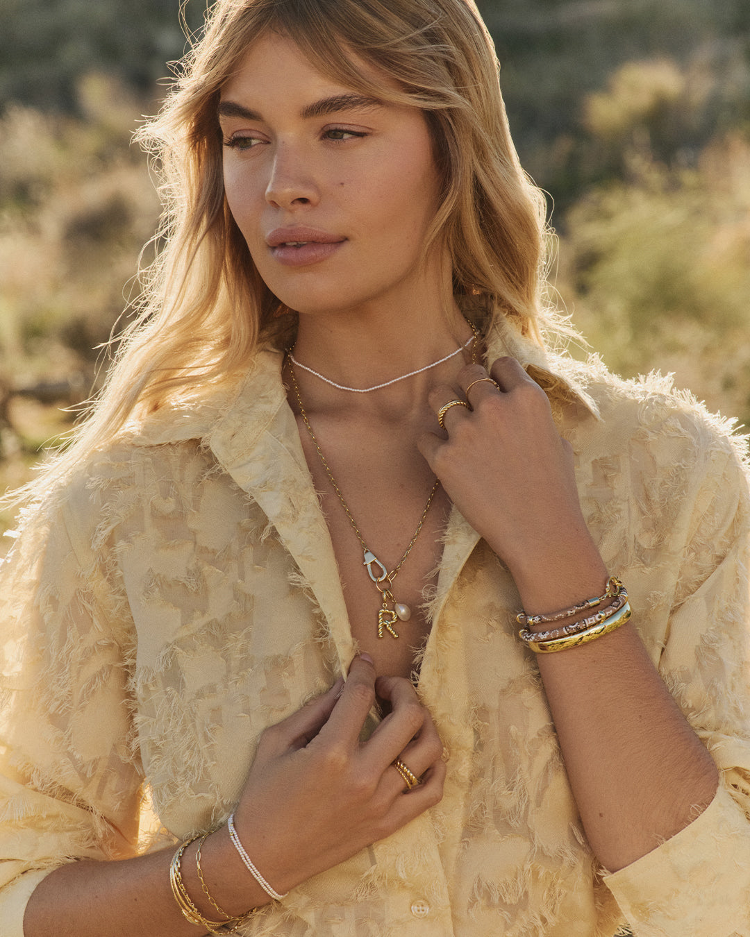 Paisley Bandana Wrap Bracelet  || option::18k Gold Plated, Taupe