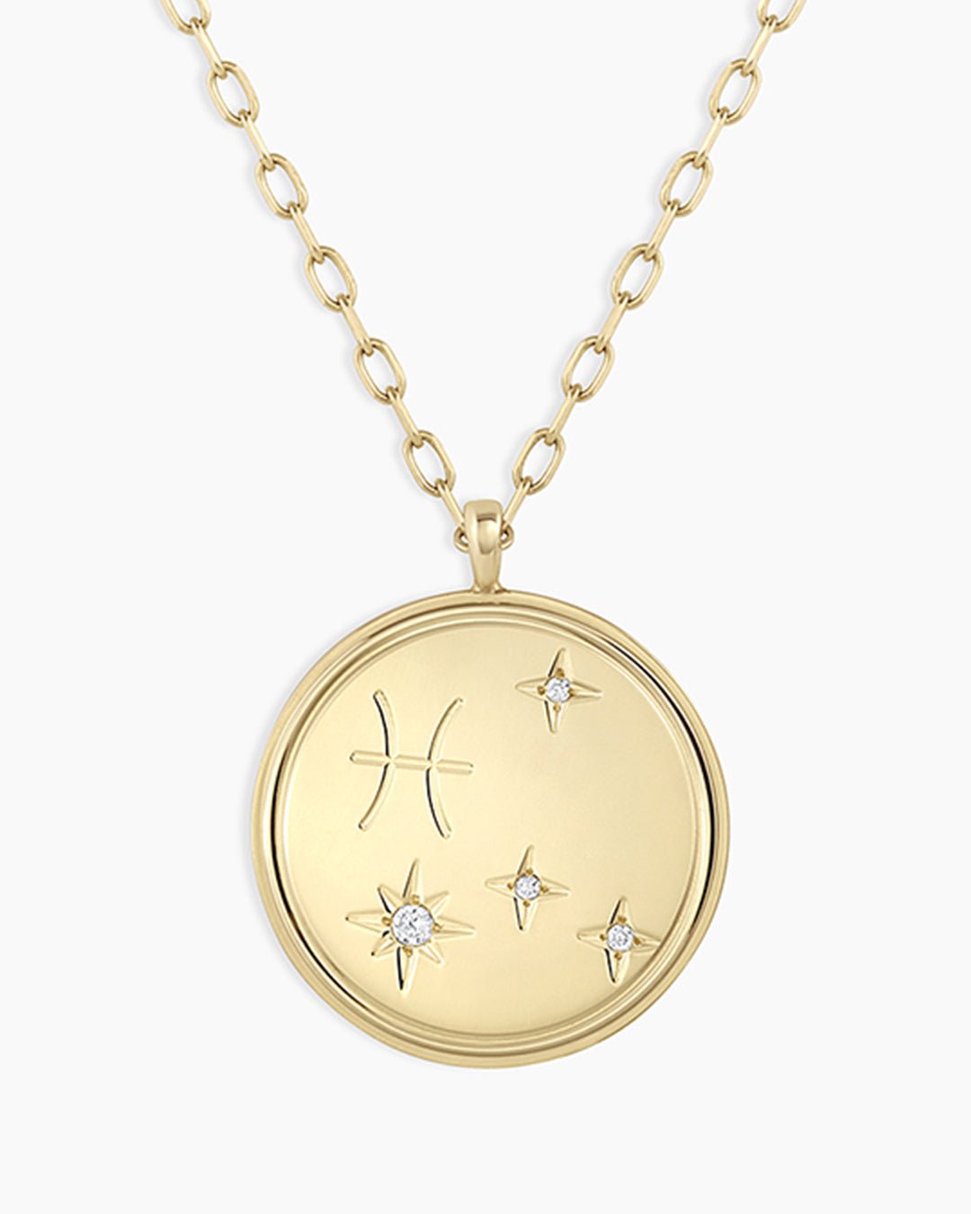 Diamond Zodiac Virgo Necklace || option::14k Solid Gold, Pisces