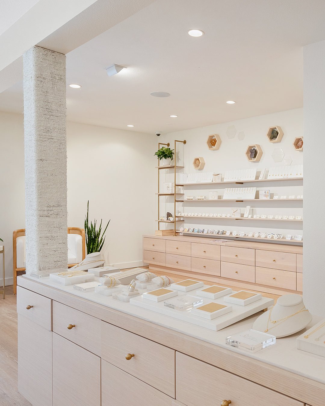 light and bright portland store interior featuring case of jewelry 