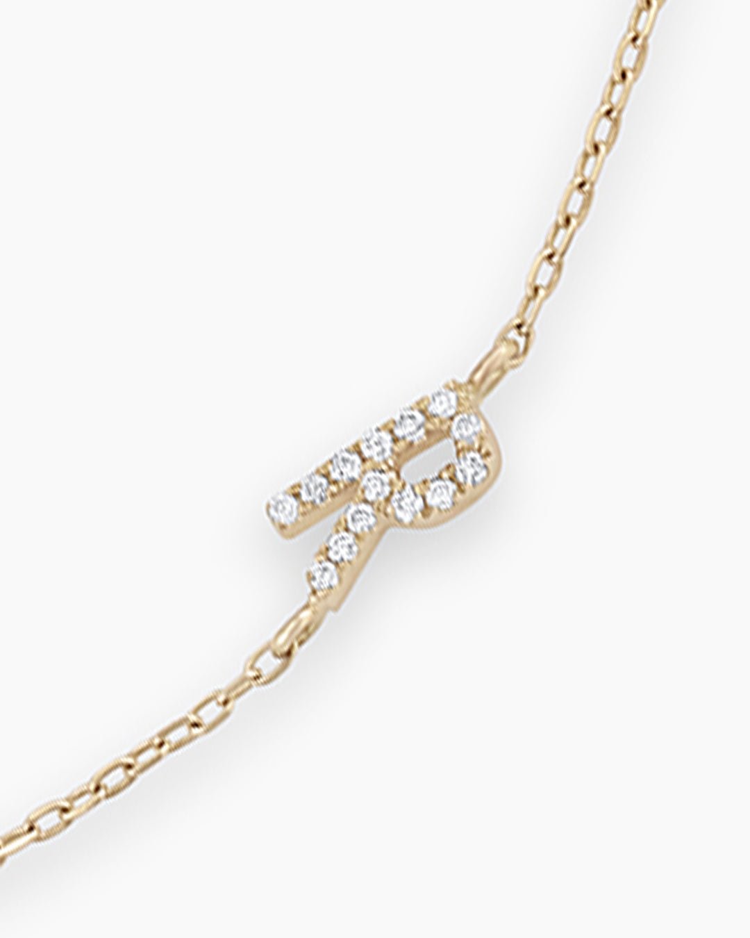 Diamond Pavé Alphabet Bracelet #A || option::14k Solid Gold, R
