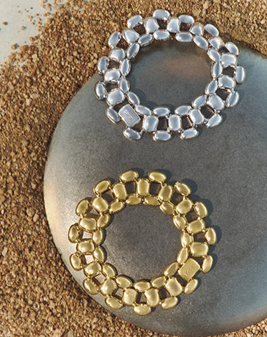 gold and silver plated statement bracelets