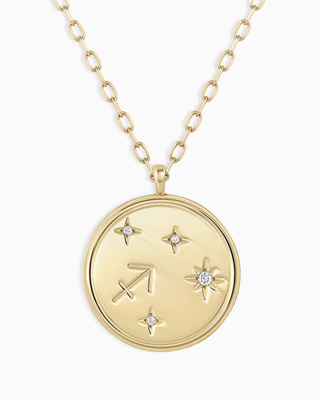 Diamond Zodiac Virgo Necklace || option::14k Solid Gold, Sagittarius