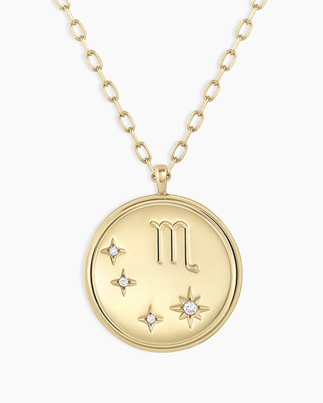 Diamond Zodiac Virgo Necklace || option::14k Solid Gold, Scorpio