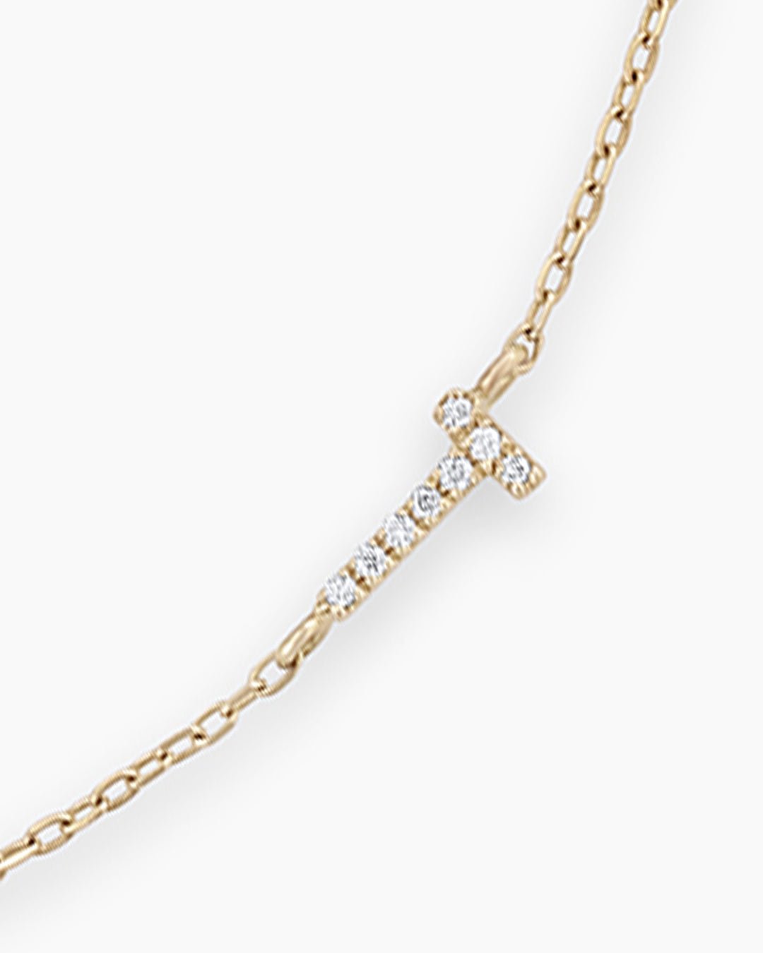 Diamond Pavé Alphabet Bracelet #A || option::14k Solid Gold, T