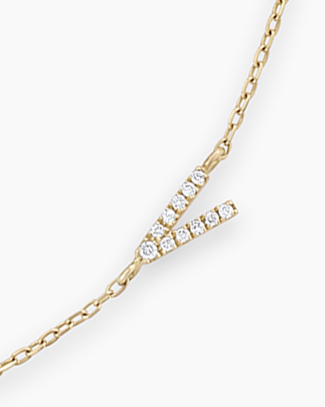 Diamond Pavé Alphabet Bracelet #A || option::14k Solid Gold, V