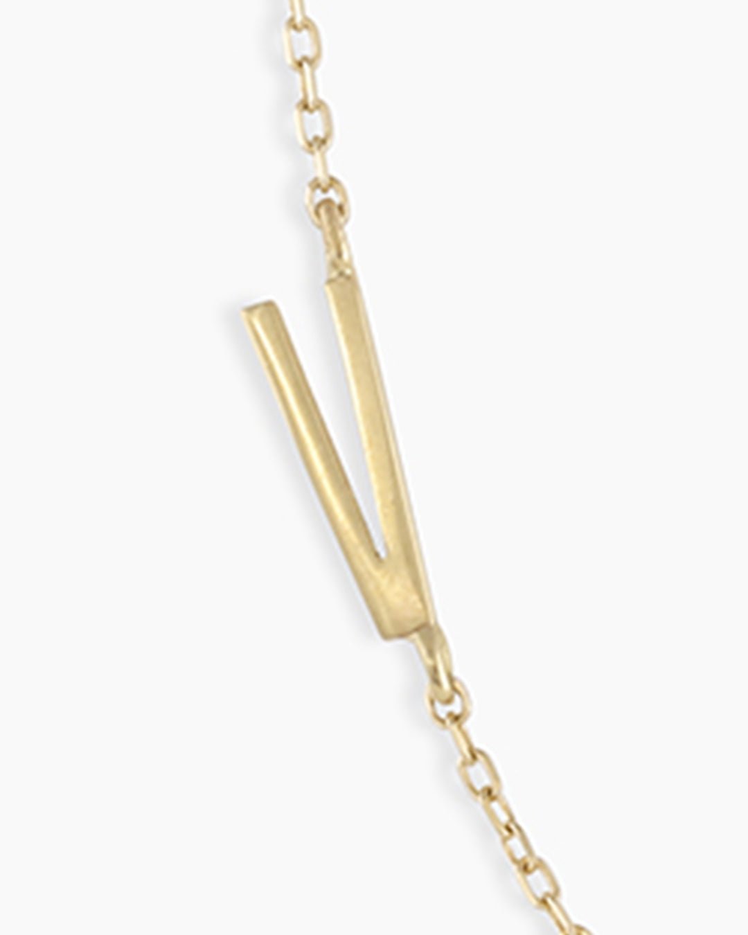  Woman wearing Alphabet Necklace || option::14k Solid Gold, V
