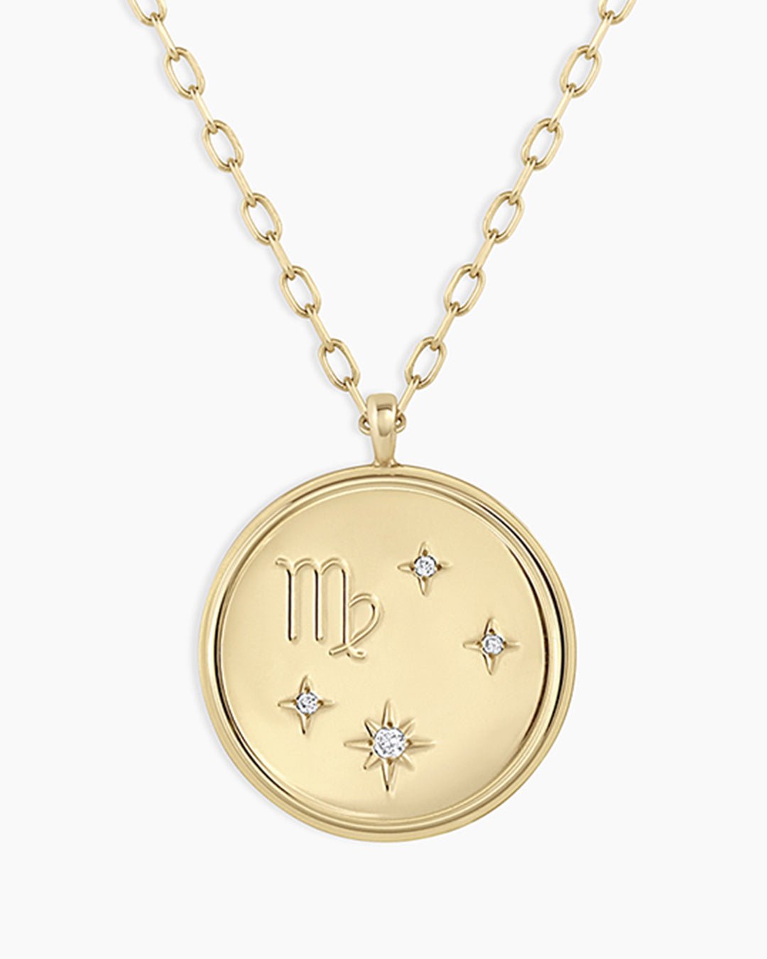 Diamond Zodiac Virgo Necklace || option::14k Solid Gold, Virgo