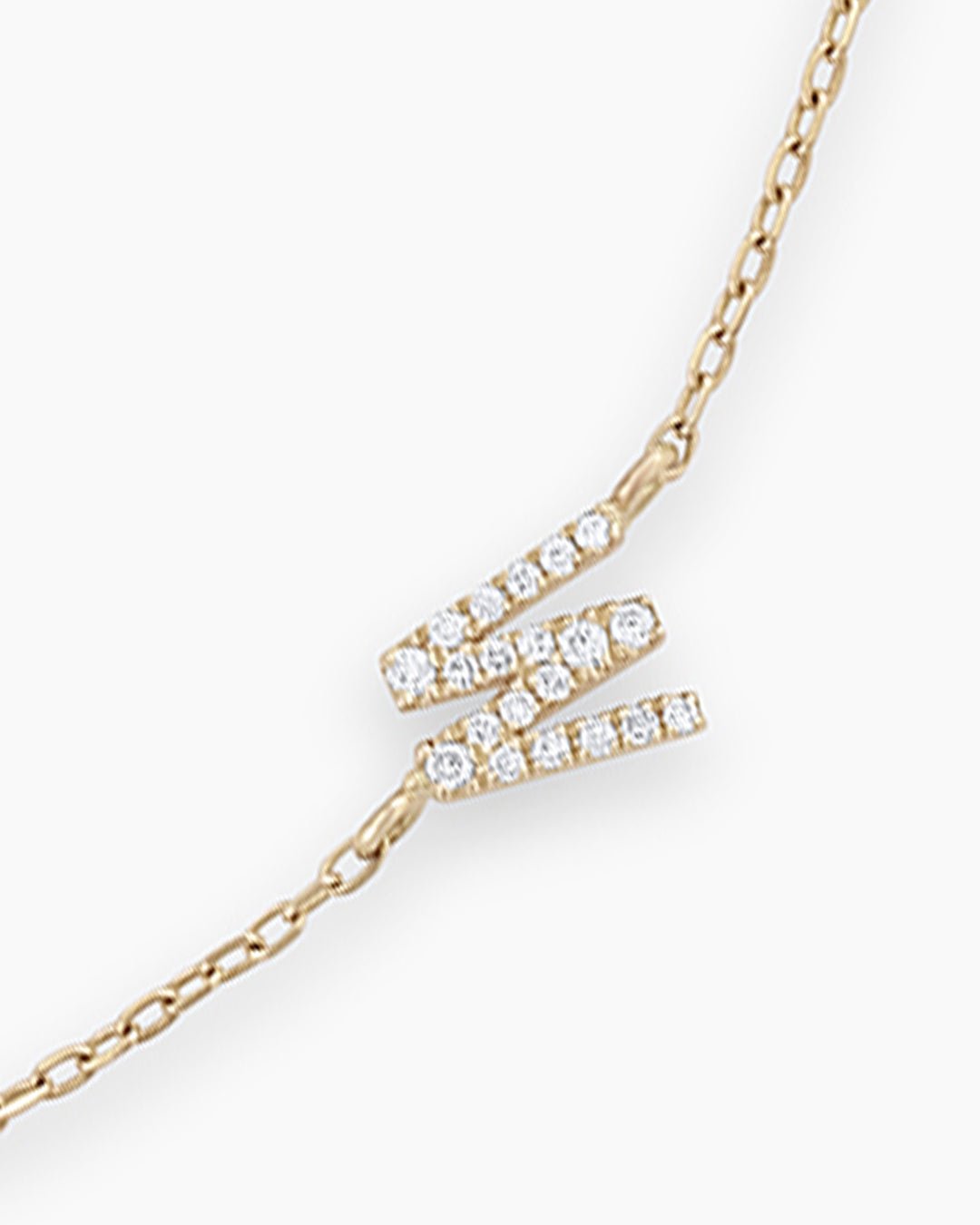 Diamond Pavé Alphabet Bracelet #A || option::14k Solid Gold, W
