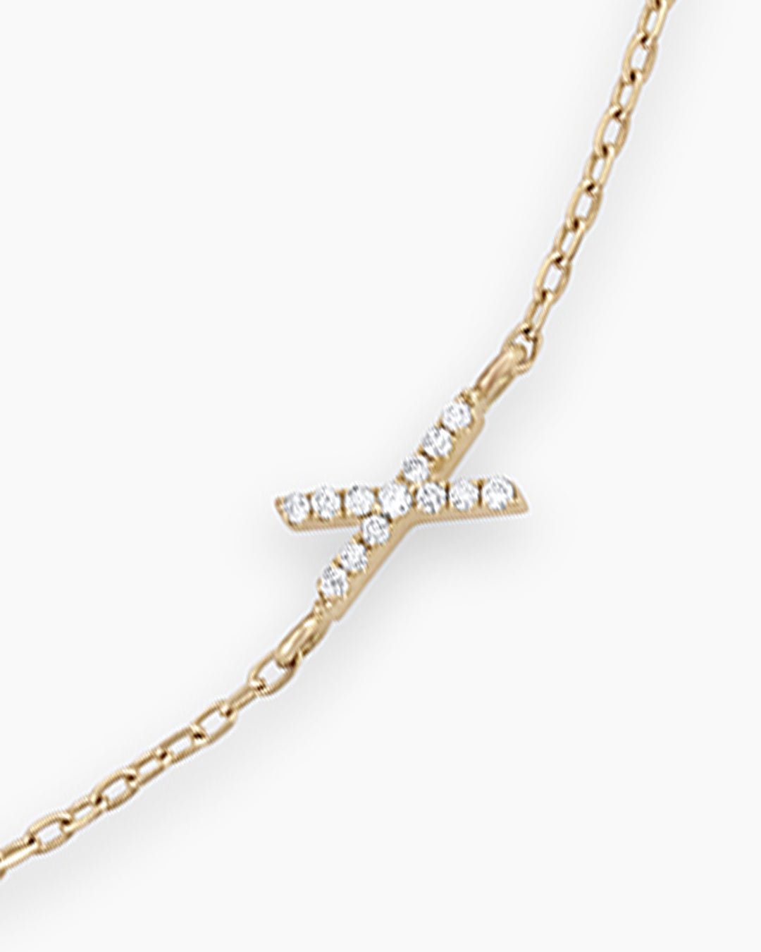 Diamond Pavé Alphabet Bracelet #A || option::14k Solid Gold, X