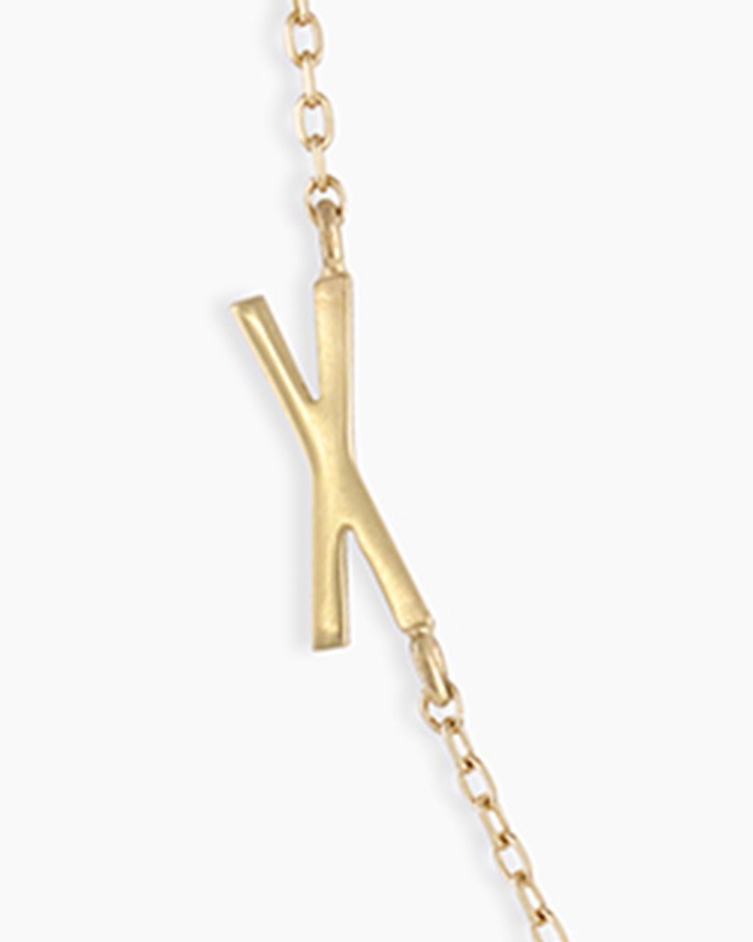  Woman wearing Alphabet Necklace || option::14k Solid Gold, X