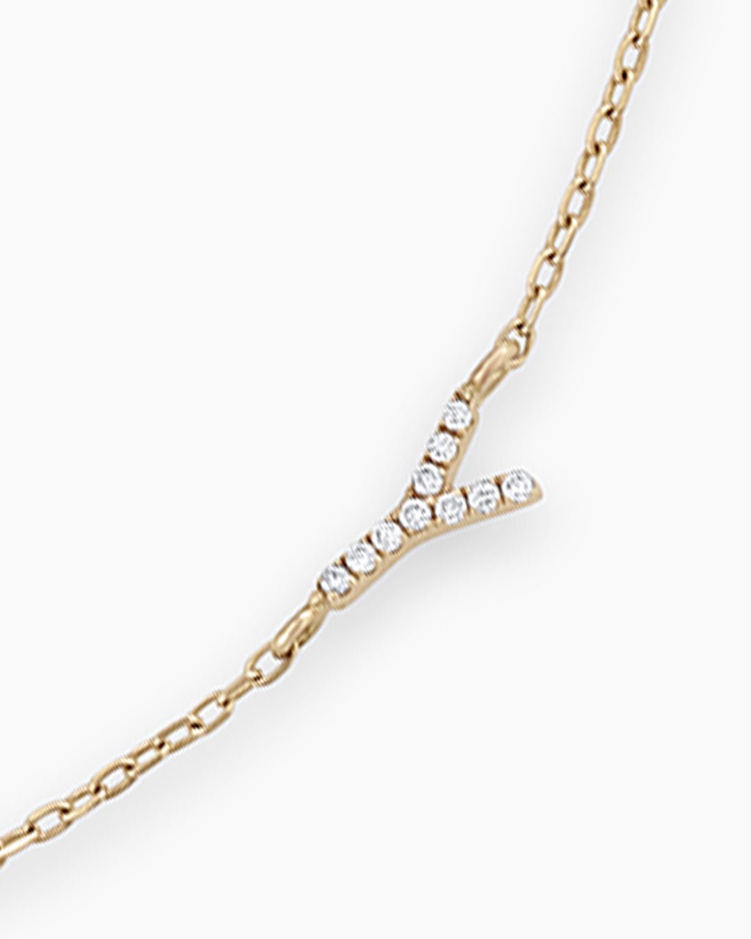Diamond Pavé Alphabet Bracelet #A || option::14k Solid Gold, Y