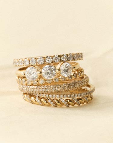 a stack of diamond rings