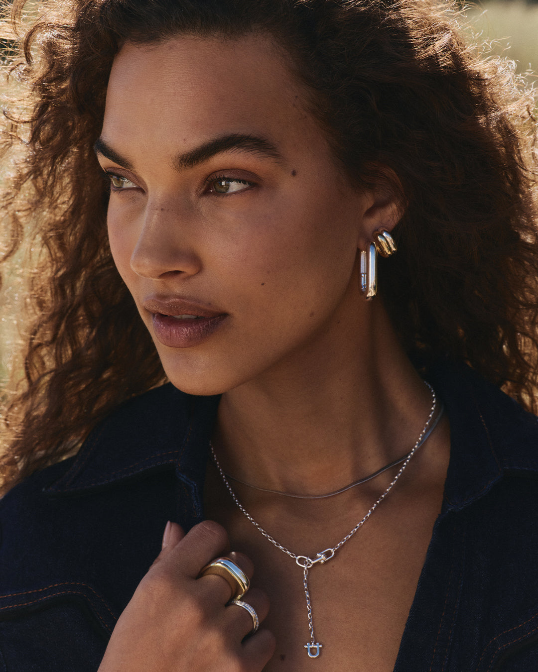 Zoey Statement Hoops || option::Silver Plated