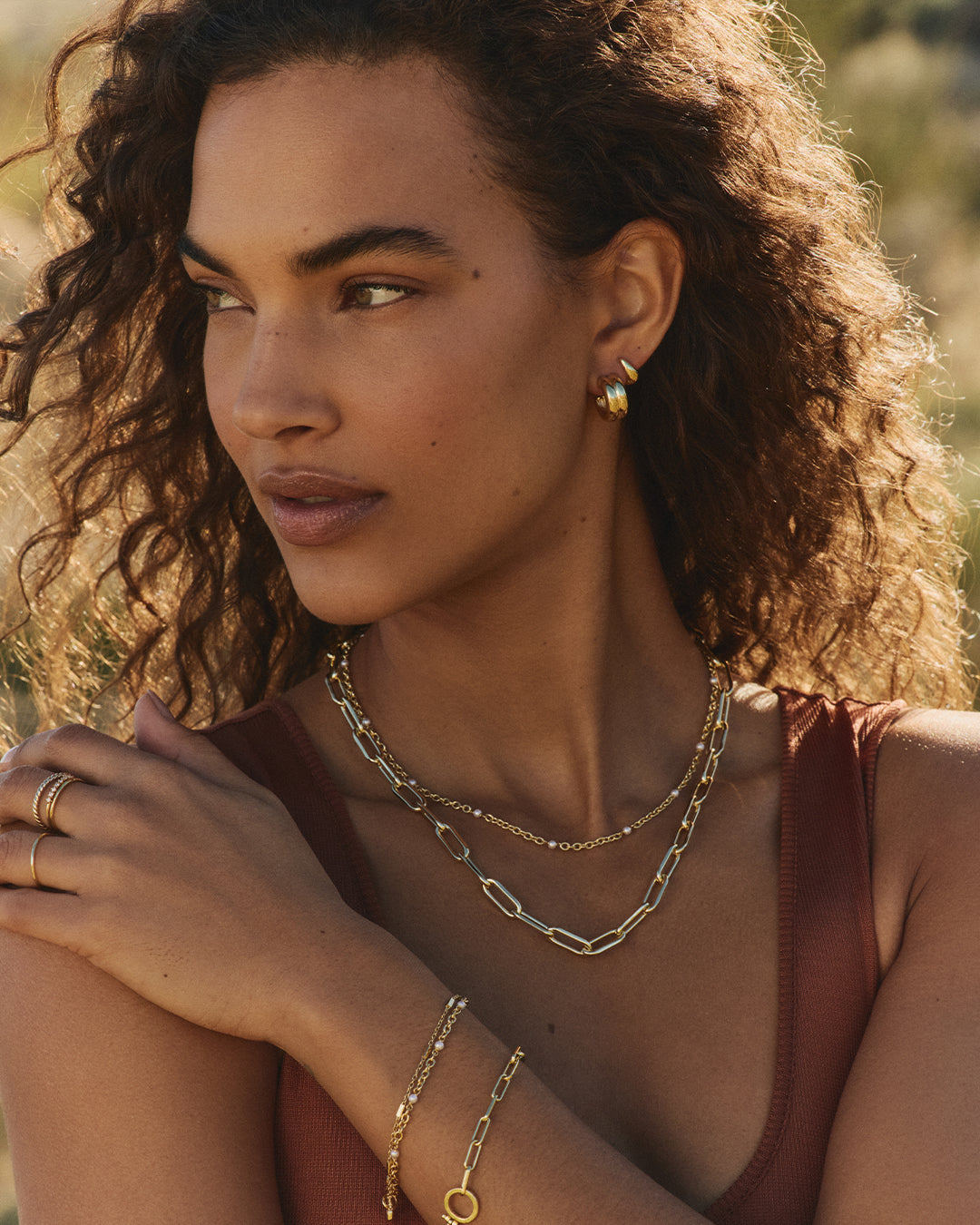 Finley Pearl Dot Necklace || option::18k Gold Plated