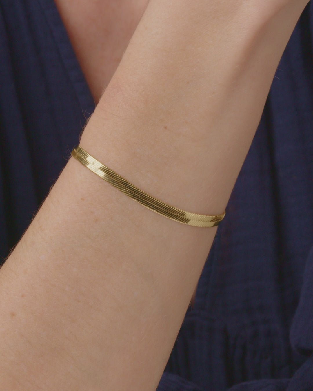 Gold | gorjana jewelry | Venice Bracelet | herringbone bracelet | flat snake bracelet