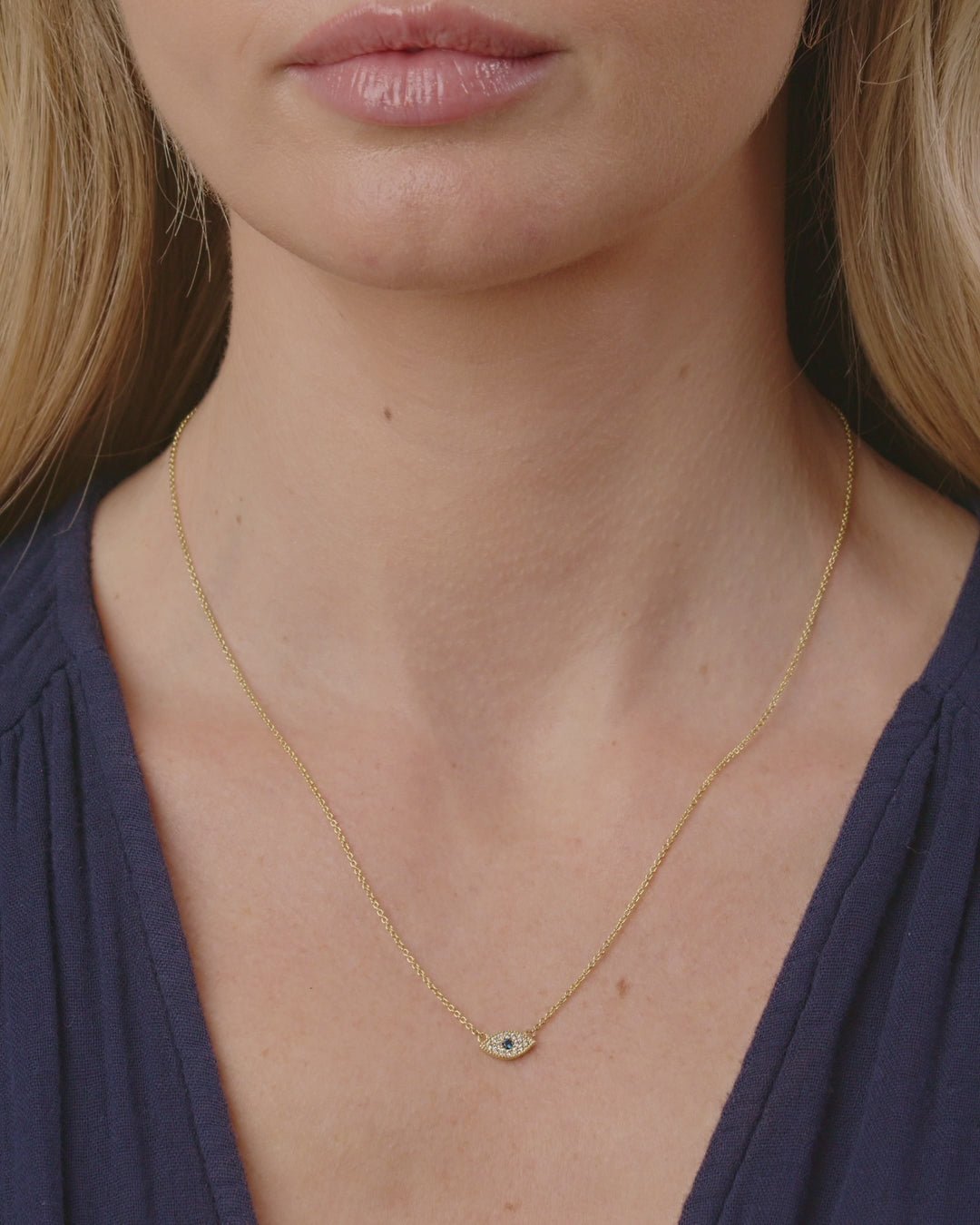 White CZ / London Blue Nanogem | gorjana jewelry | Evil Eye Charm Necklace | necklace for protection