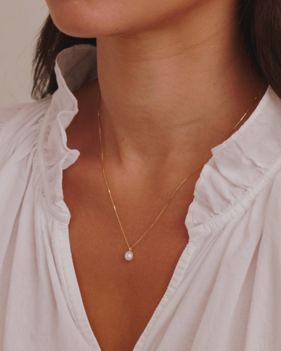 Pearl Charm Necklace || option::14k Solid Gold