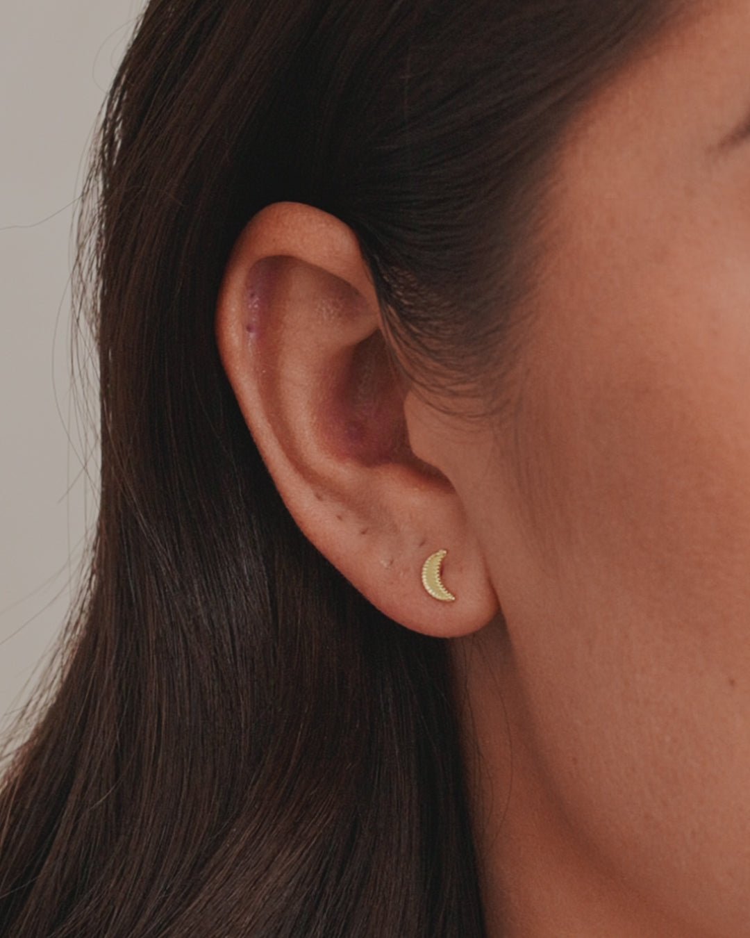 Moon Charm Stud || option::Gold Plated, Moon