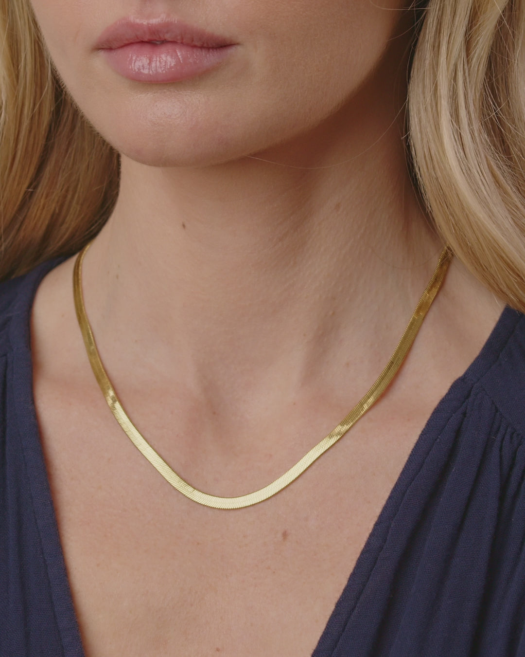 Herringbone Necklace in PVD 18K Gold Plating, 316L Stainless Steel Fla –  UniqueBeadsNY