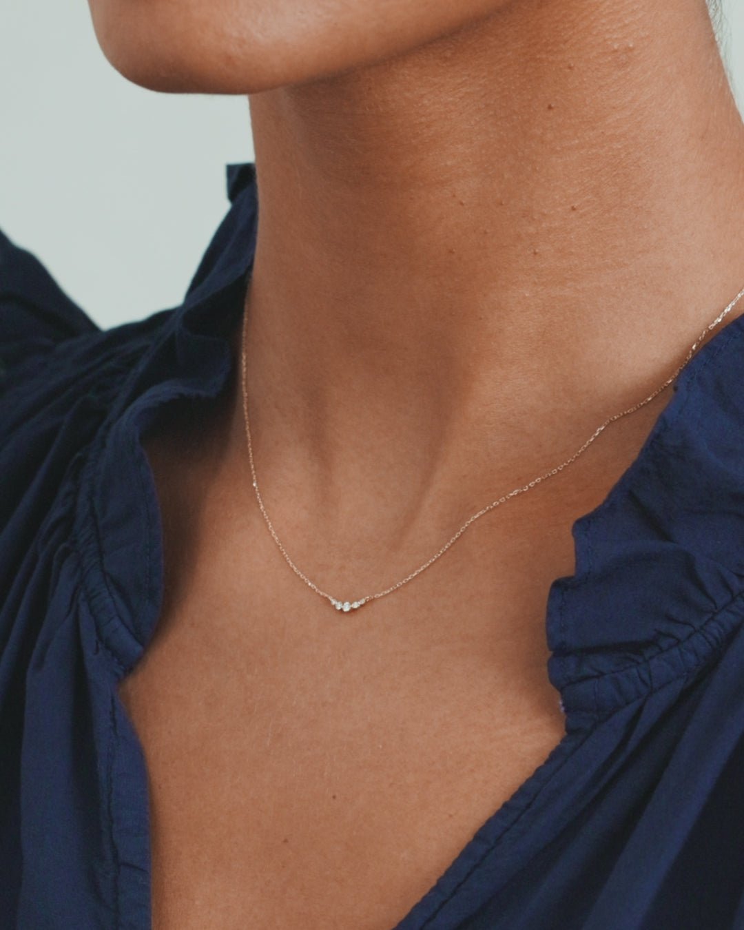 Elle Diamond Cluster Necklace || option::14k Solid Gold