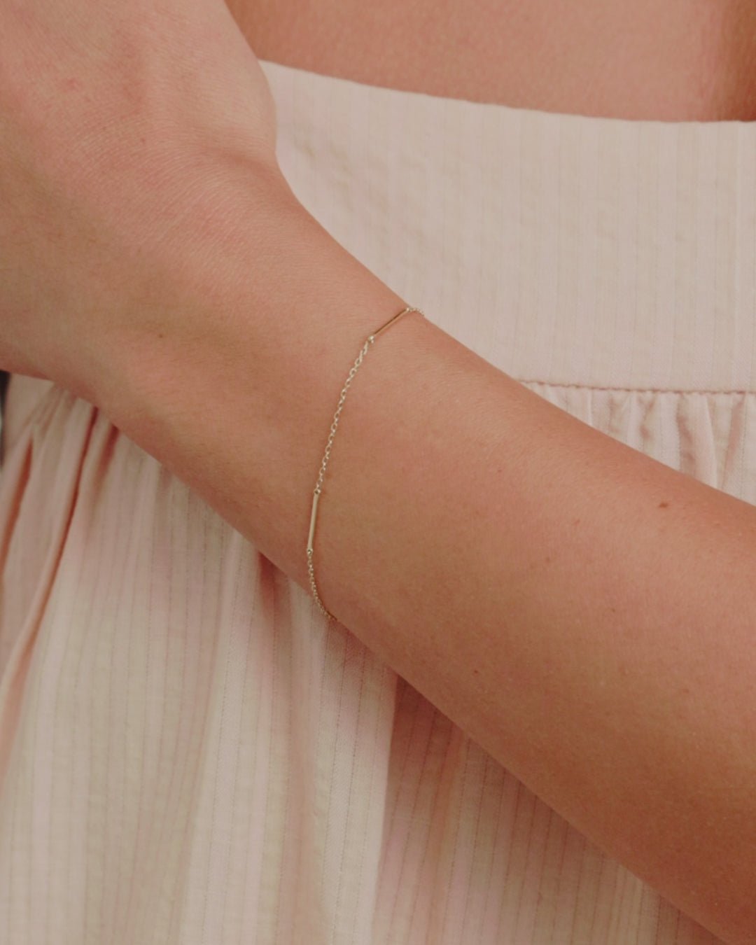 Rose Bar Bracelet || option::14k Solid Gold