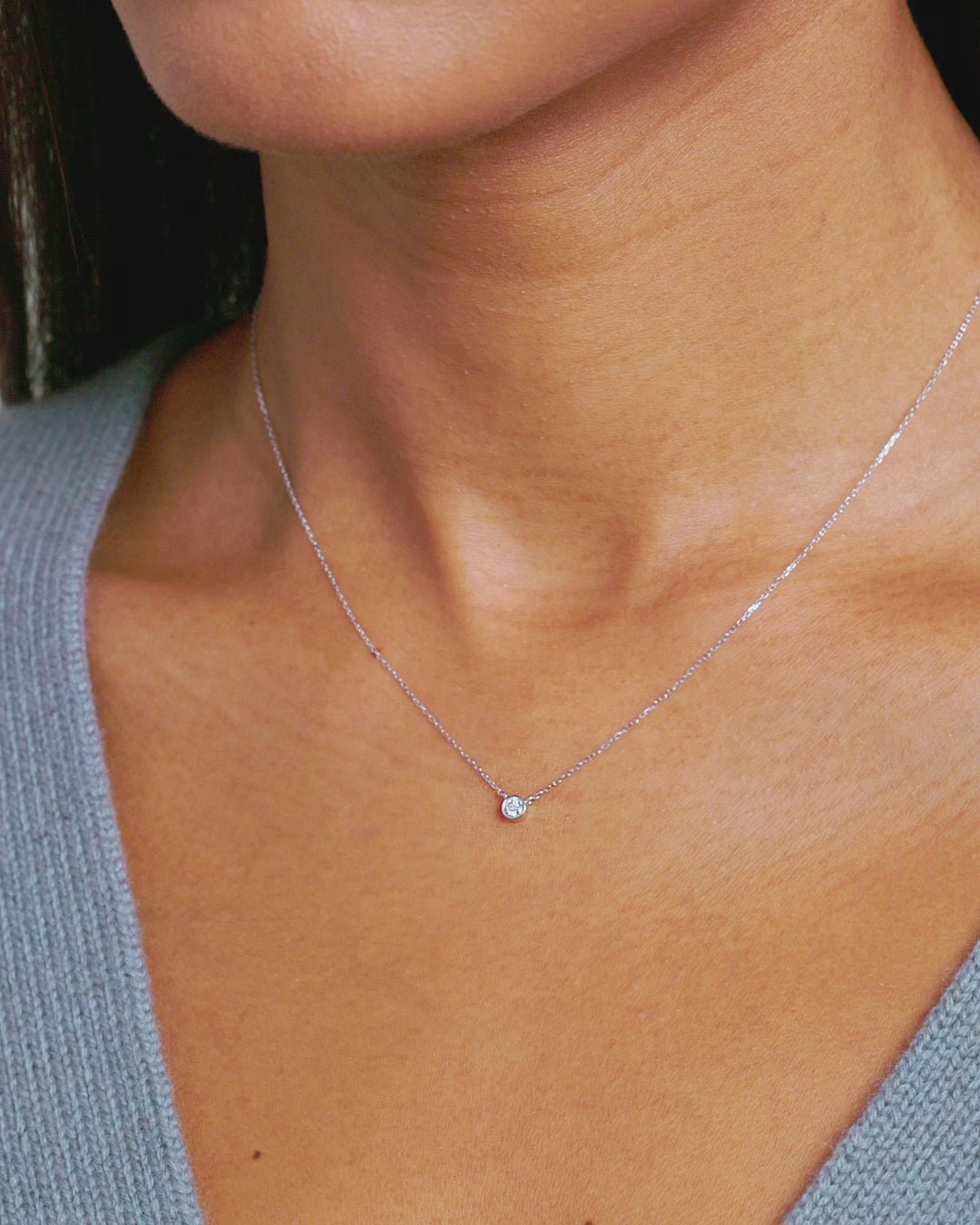 Classic Diamond Necklace || option::14k Solid White Gold