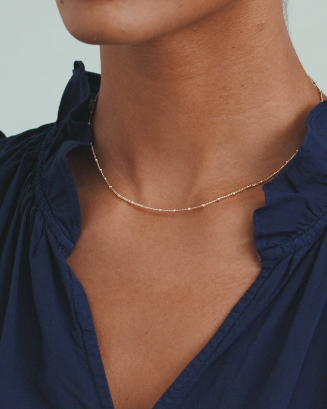 Woman wearing Bali Necklace || option::Gold Plated